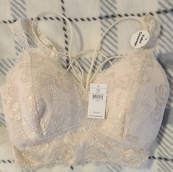 BKE Buckle Full Coverage Bralette Size Large Cream/White Color New WITH TAGS - Picture 3 of 4